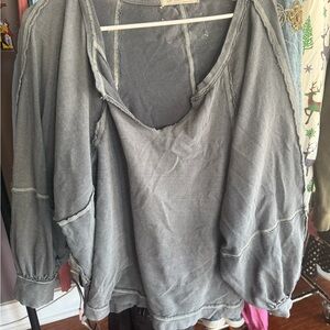 We The Free Charcoal Blouse